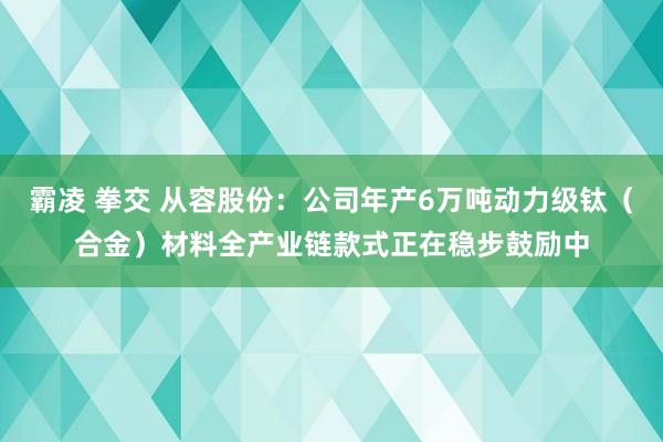 霸凌 拳交 从容股份：公司年产6万吨动力级钛（合金）材料全产业链款式正在稳步鼓励中