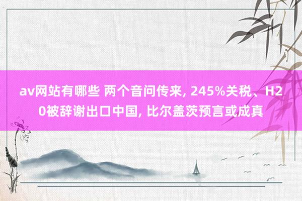 av网站有哪些 两个音问传来, 245%关税、H20被辞谢出口中国, 比尔盖茨预言或成真